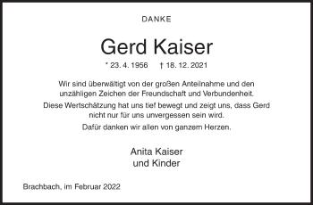 Traueranzeige von Gerd Kaiser von Siegener Zeitung