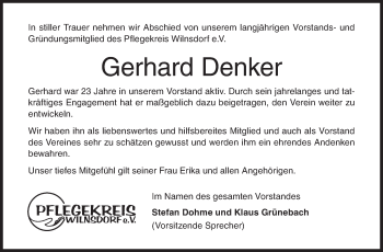 Traueranzeige von Gerhard Denker von Siegener Zeitung