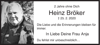 Traueranzeige von Heinz Bröker von Siegener Zeitung