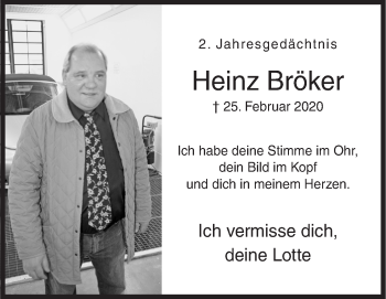Traueranzeige von Heinz Bröker von Siegener Zeitung