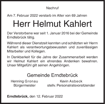 Traueranzeige von Helmut Kahlert von Siegener Zeitung