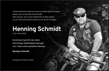 Traueranzeige von Henning Schmidt von Siegener Zeitung
