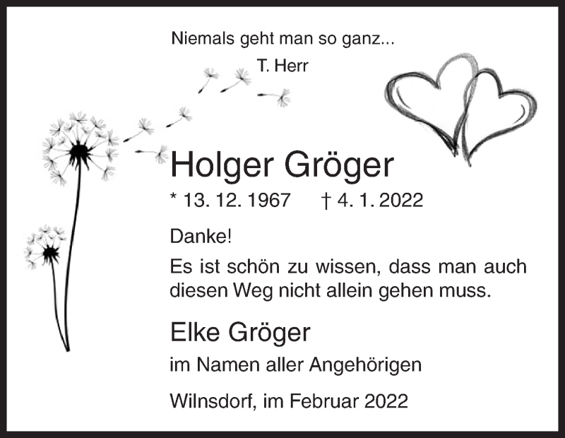  Traueranzeige für Holger Gröger vom 11.02.2022 aus Siegener Zeitung