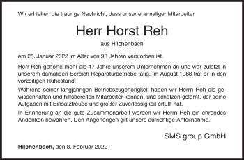 Traueranzeige von Horst Reh von Siegener Zeitung
