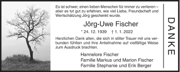 Traueranzeige von Jörg-Uwe Fischer von Siegener Zeitung