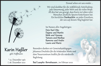 Traueranzeige von Karin Haßler von Siegener Zeitung