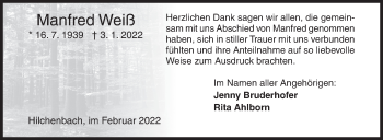 Traueranzeige von Manfred Weiß von Siegener Zeitung