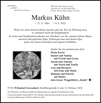 Traueranzeige von Markus Kühn von Siegener Zeitung