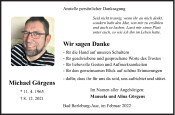 Traueranzeige von Michael Görgens von Siegener Zeitung