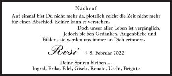 Traueranzeige von Resi  von Siegener Zeitung