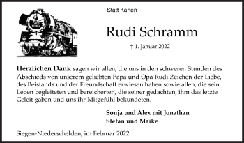 Traueranzeige von Rudi Schramm von Siegener Zeitung