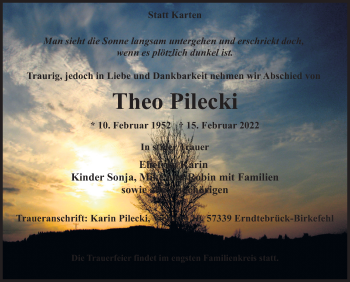 Traueranzeige von Theo Pilecki von Siegener Zeitung
