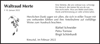 Traueranzeige von Waltraud Merte von Siegener Zeitung