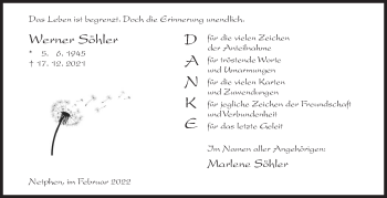 Traueranzeige von Werner Söhler von Siegener Zeitung