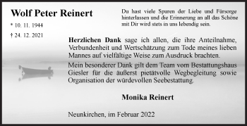 Traueranzeige von Wolf Peter Reinert von Siegener Zeitung