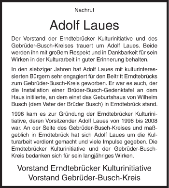 Traueranzeige von Adolf Laues von Siegener Zeitung