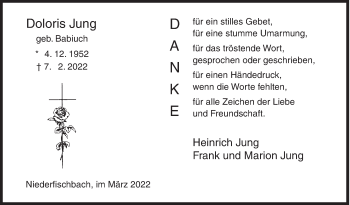 Traueranzeige von Doloris Jung von Siegener Zeitung