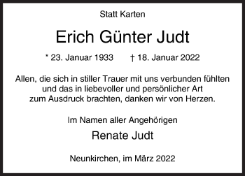 Traueranzeige von Erich Günter Judt von Siegener Zeitung