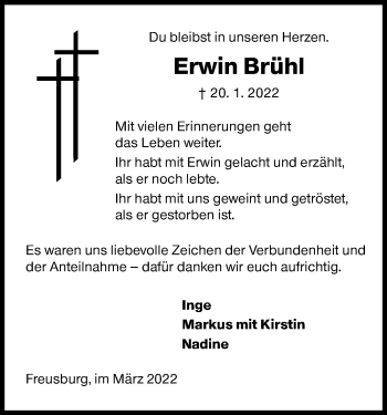 Traueranzeige von Erwin Brühl von Siegener Zeitung