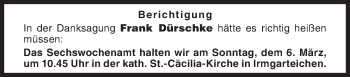 Traueranzeige von Frank Dürschke von Siegener Zeitung