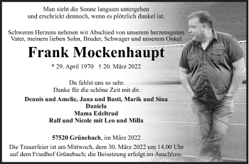 Traueranzeige von Frank Mockenhaupt von Siegener Zeitung
