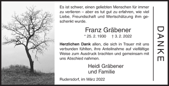 Traueranzeige von Franz Gräbener von Siegener Zeitung