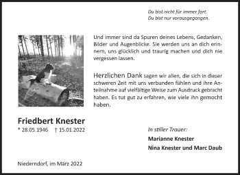 Traueranzeige von Friedbert Knester von Siegener Zeitung