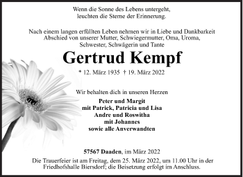 Traueranzeige von Gertrud Kempf von Siegener Zeitung