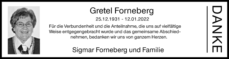  Traueranzeige für Gretel Forneberg vom 05.03.2022 aus Siegener Zeitung
