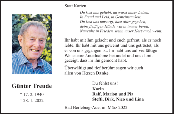 Traueranzeige von Günter Treude von Siegener Zeitung