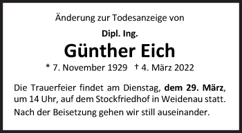 Traueranzeige von Günther Eich von Siegener Zeitung