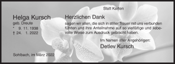 Traueranzeige von Helga Kursch von Siegener Zeitung
