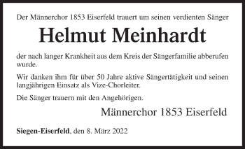 Traueranzeige von Helmut Meinhardt von Siegener Zeitung