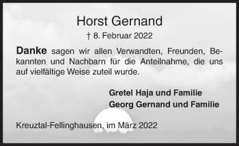 Traueranzeige von Horst Gernand von Siegener Zeitung