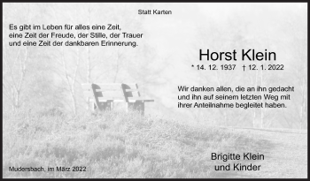 Traueranzeige von Horst Klein von Siegener Zeitung