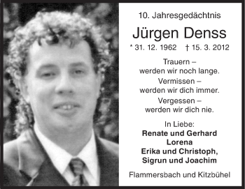 Traueranzeige von Jürgen Denss von Siegener Zeitung