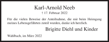 Traueranzeige von Karl-Arnold Neeb von Siegener Zeitung