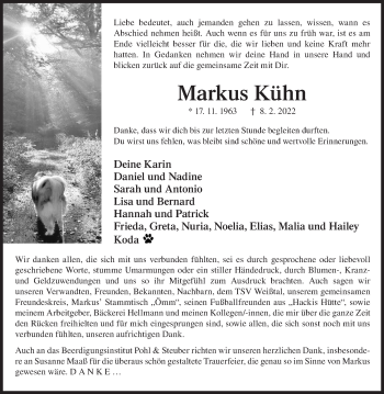 Traueranzeige von Markus Kühn von Siegener Zeitung
