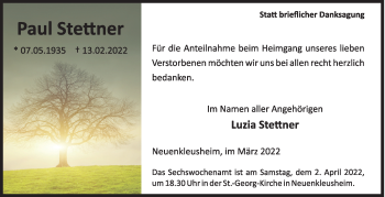 Traueranzeige von Paul Stettner von Siegener Zeitung
