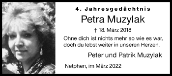 Traueranzeige von Petra Muzylak von Siegener Zeitung