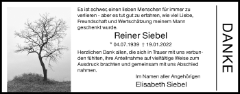 Traueranzeige von Reiner Siebel von Siegener Zeitung