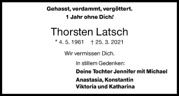 Traueranzeige von Thorsten Latsch von Siegener Zeitung