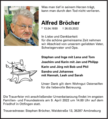 Traueranzeige von Alfred Bröcher von Siegener Zeitung