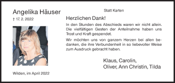 Traueranzeige von Angelika Häuser von Siegener Zeitung