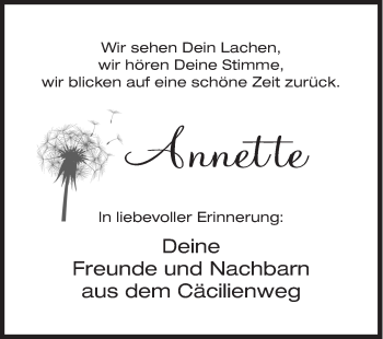 Traueranzeige von Annette  von Siegener Zeitung