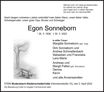 Traueranzeige von Egon Sonneborn von Siegener Zeitung