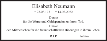 Traueranzeige von Elisabeth Neumann von Siegener Zeitung