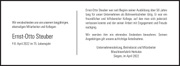 Traueranzeige von Ernst-Otto Steuber von Siegener Zeitung