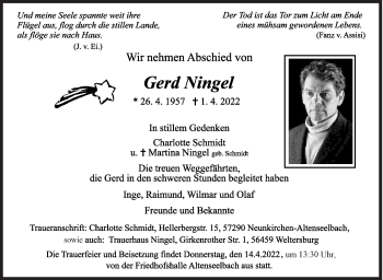 Traueranzeige von Gerd Ningel von Siegener Zeitung