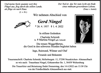 Traueranzeige von Gerd Ningel von Siegener Zeitung